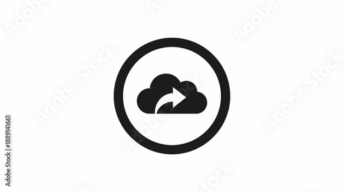 Modern cloud storage icon with upload arrow in sleek circle