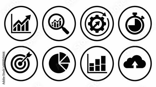 Professional business analytics icons set for data visualization