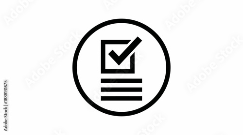 Checklist icon with checkbox and lines in circle