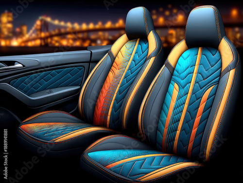 Sports car interior leather...