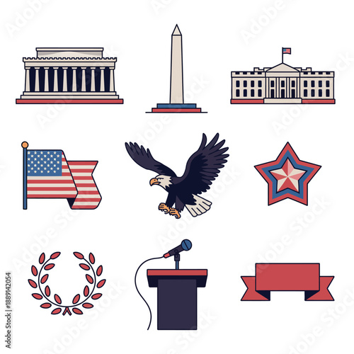 American Symbols and Landmarks with Eagle and Flag 1