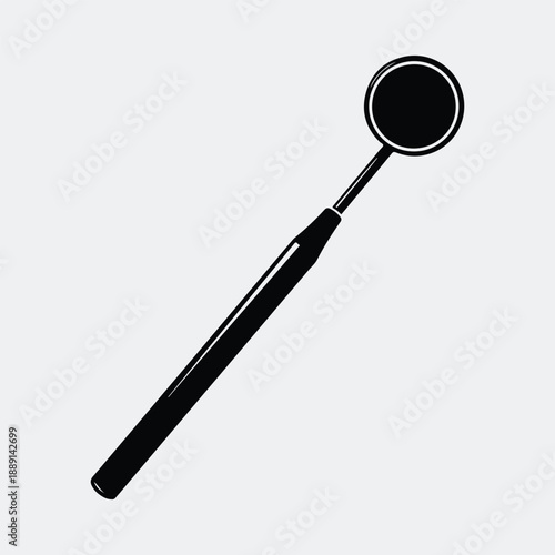 Clean professional dental mirror tool for oral health checkup silhouette vector illustration