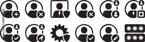 user avatar icons set profile people symbols, account face silhouette collection, abstract user profile icon
