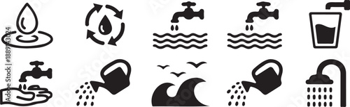 kitchen utensil icons set cooking tools symbols, food preparation equipment black icons, household kitchenware collection