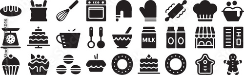 construction industry icons tools and safety, building repair equipment symbol set, industrial work black icon collection