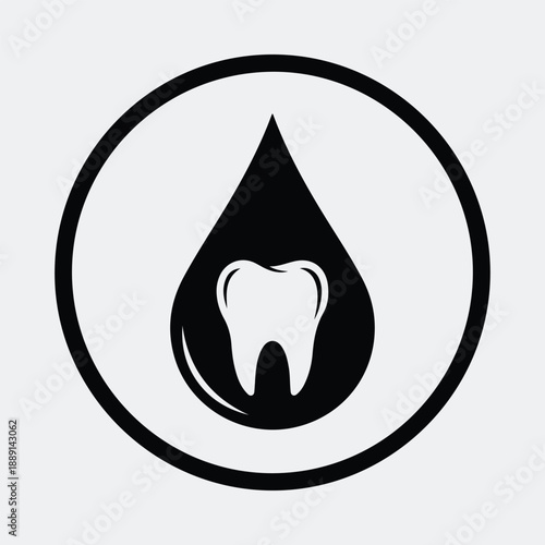 Healthy tooth inside water drop icon design silhouette vector illustration