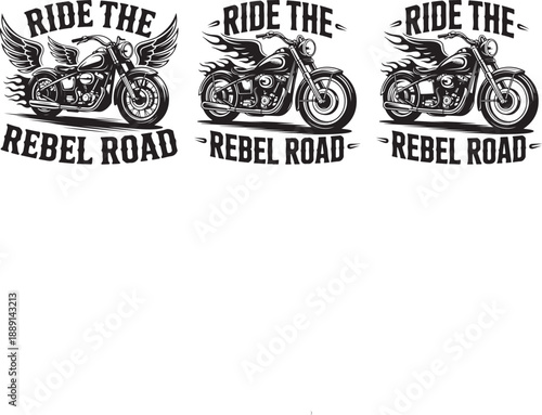 Three Winged Motorcycles on Rebel Road bike chopper vector