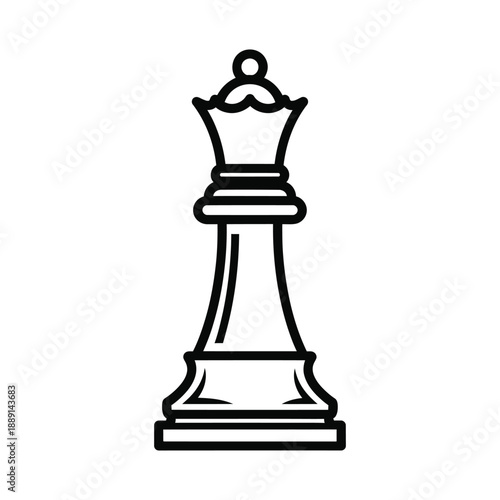 Vector illustration icon a black line drawing of a chess queen piece