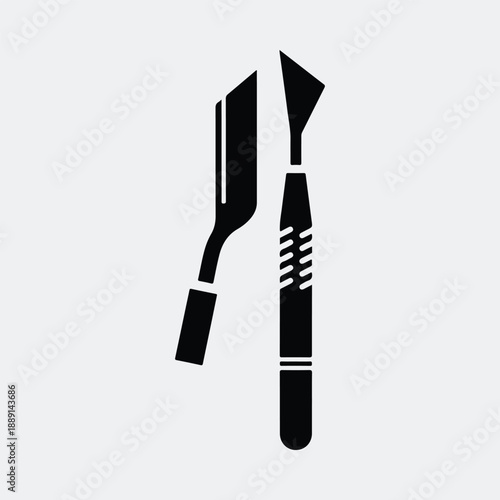 Modern professional eyebrow razor and tweezer beauty grooming tools silhouette vector illustration