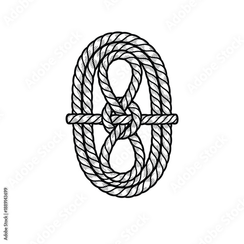 Vector illustration icon a detailed illustration of a rope bowline knot tied in a secure loop formation