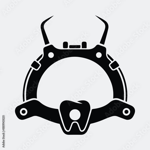 Professional dental retractor mouth opener tool equipment dentistry orthodontics silhouette vector illustration