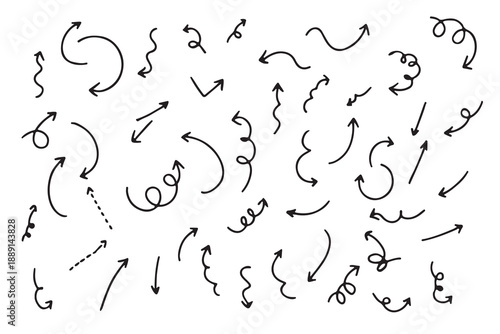 Set of hand-drawn arrows on white background vector