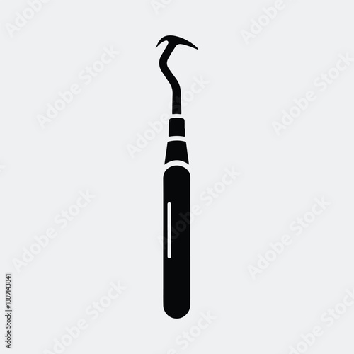 Professional dental scaler probe instrument for dentistry equipment silhouette vector illustration