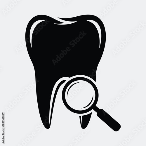 Professional dental tooth examination and oral hygiene care medical silhouette vector illustration