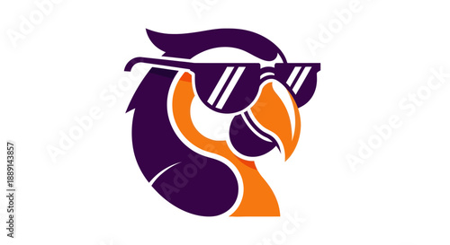 Stylized parrot with sunglasses on white background design vector