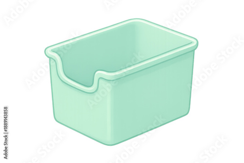 Light green plastic storage bin organizer empty