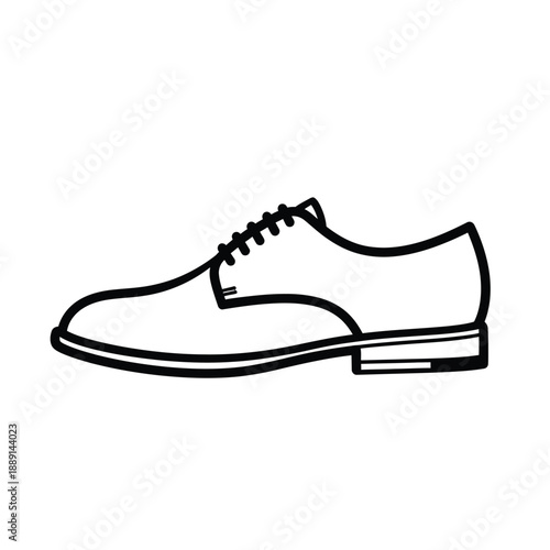 Vector illustration icon a black and white line drawing of a dress shoe with laces