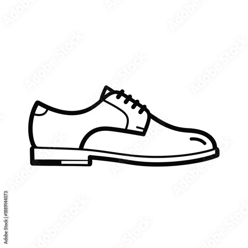 Vector illustration icon a black and white illustration of a dress shoe with laces and sole details