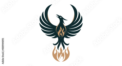 Stylized phoenix illustration on white background symbolizing rebirth or growth