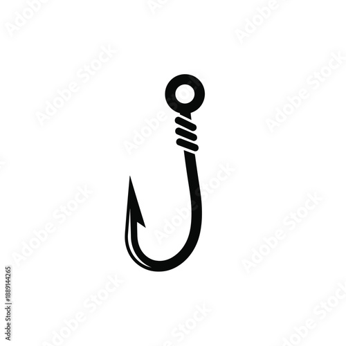 Vector illustration icon black silhouette of a fishing hook on a, simple design