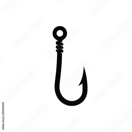 Vector illustration icon black fishing hook icon simple silhouette