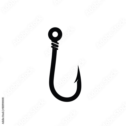 Vector illustration icon a black fishing hook icon on a plain used for fishing gear and tackle