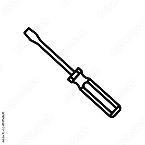 Vector illustration icon a black line drawing of a flathead screwdriver