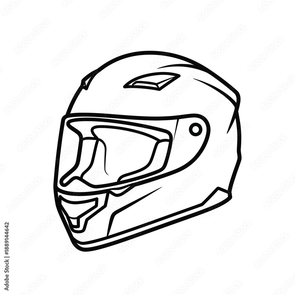 Fototapeta premium Vector illustration icon a black line drawing of a motorcycle helmet