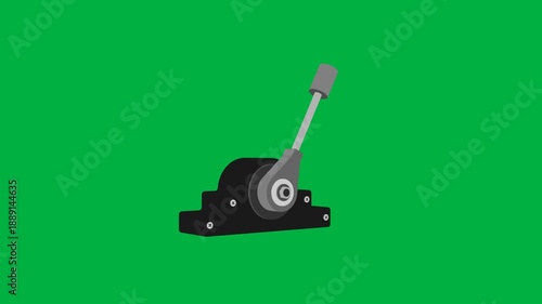 animated lever switch control pulled from front to back, animation footage video on alpha channel(transparent) background.