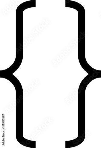 Curly braces, double symmetric brackets. Vector Typography symbols pair, frames for punctuation, maths, elements sign for text quote, mathematics