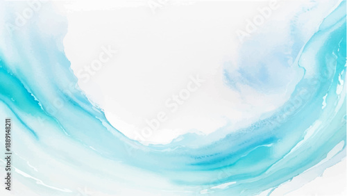 Vector Abstract teal and cyan watercolor swirl on the plain surface evokes a sense of fluid movement and tranquility. Capturing the essence of artistic expression and creative freedom.