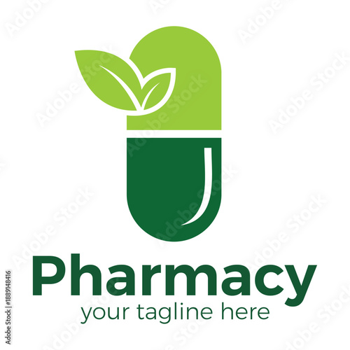 Herbal Capsule Leaf Medicine Logo – Natural Pill Pharmacy Vector Icon Download
