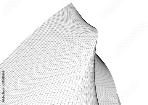 Architectural drawing. Futuristic 3d background