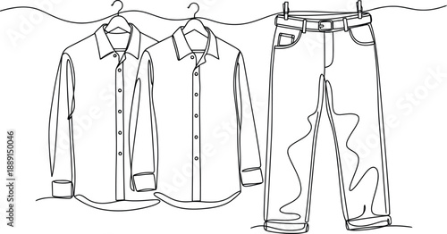 Vector illustration set of fashion clothing sketches featuring a jacket and a man design
