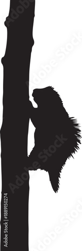 Black silhouette of a bird of prey perched on a tree trunk bird silhouette raptor silhouette