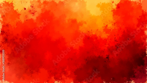 Textured grunge red background with orange paint features a hot inferno pattern of fire flames and smoke art for an illustration design wallpaper