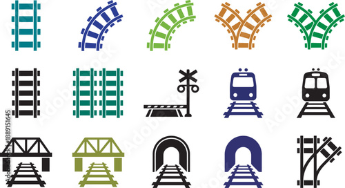 Railway Icons: A collection of meticulously crafted railway icons, showcasing the diverse components of rail transport.