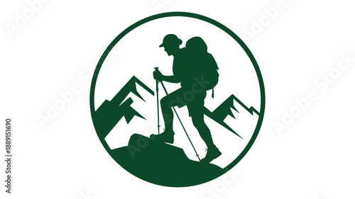 Hiker in mountain landscape with backpack