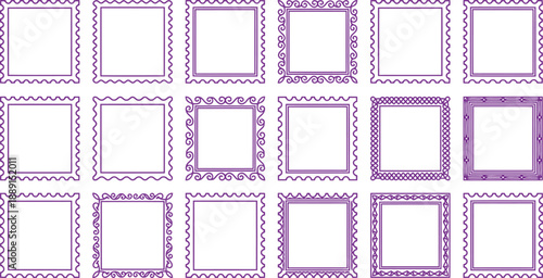 Square Stamp Frames: A collection of various purple square frames. Each is elegantly designed for a variety of creative projects.