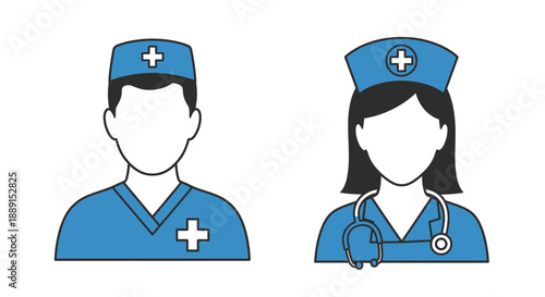 Doctor and Nurse Icons – Medical Staff Avatars for Healthcare, Hospital & Clinic Design
