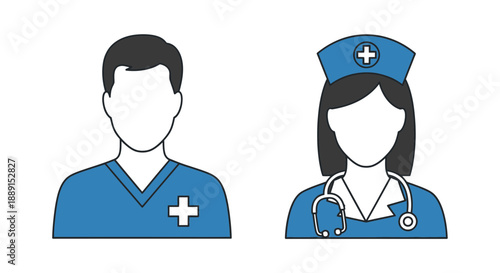 Doctor and Nurse Icons – Medical Staff Avatars for Healthcare, Hospital & Clinic Design