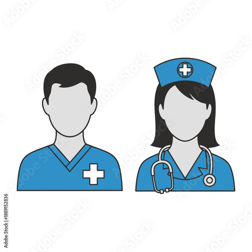 Doctor and Nurse Icons – Medical Staff Avatars for Healthcare, Hospital & Clinic Design