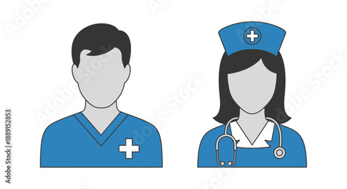 Doctor and Nurse Icons – Medical Staff Avatars for Healthcare, Hospital & Clinic Design