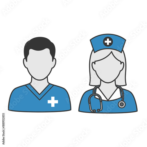 Doctor and Nurse Icons – Medical Staff Avatars for Healthcare, Hospital & Clinic Design