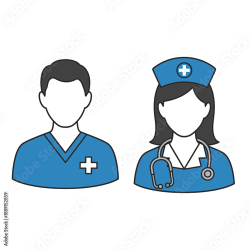 Doctor and Nurse Icons – Medical Staff Avatars for Healthcare, Hospital & Clinic Design