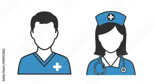 Doctor and Nurse Icons – Medical Staff Avatars for Healthcare, Hospital & Clinic Design