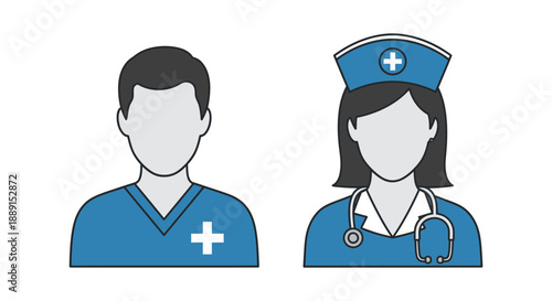 Doctor and Nurse Icons – Medical Staff Avatars for Healthcare, Hospital & Clinic Design