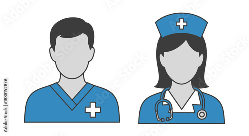 Doctor and Nurse Icons – Medical Staff Avatars for Healthcare, Hospital & Clinic Design