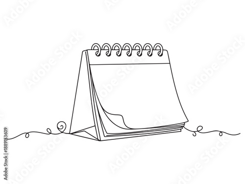 Standing spiral bound calendar with blank pages and decorative lines  desk organizer