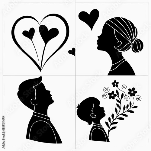 silhouette of a girl with a heart